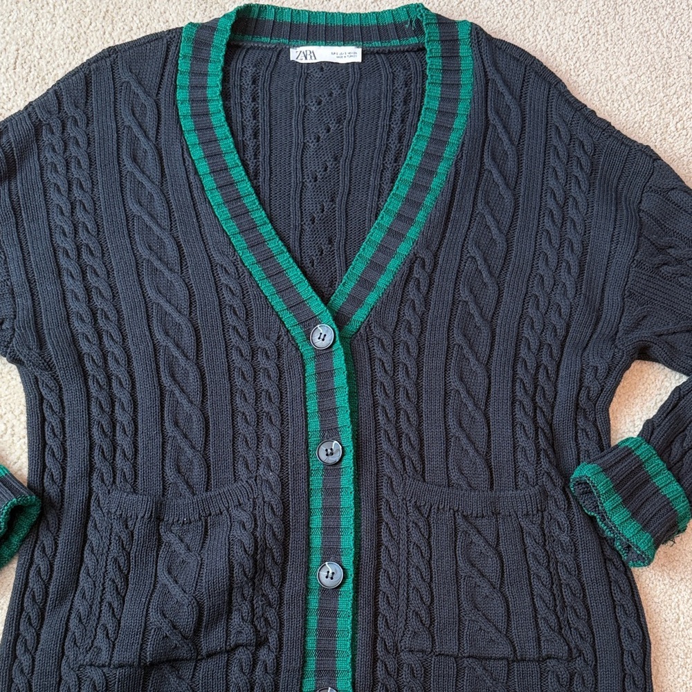 Zara varsity style cardigan sweater